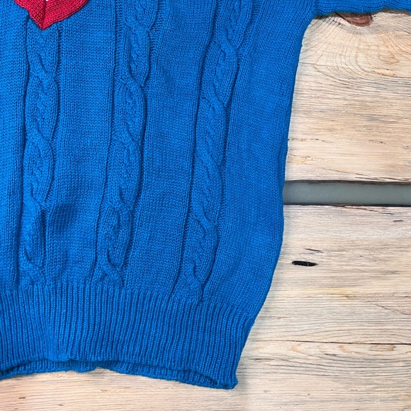 Vintage Weekends Cable Knit Preppy Collegiate Style V-neck Sweater - Picture 4 of 10